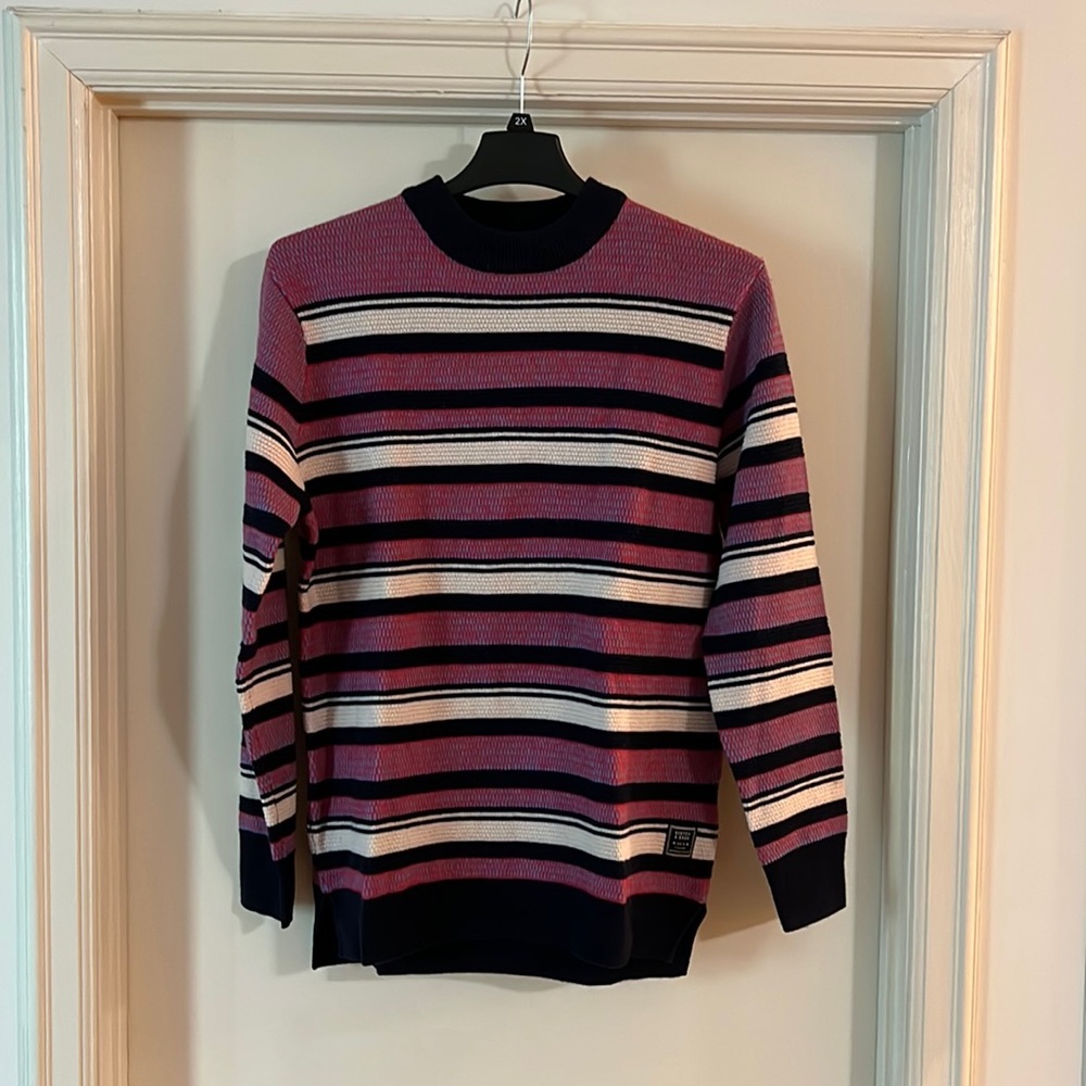 Scotch Soda Funnel Neck Stripe 100% Wool Sweater
